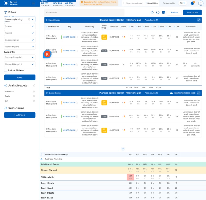 Sprint Planner